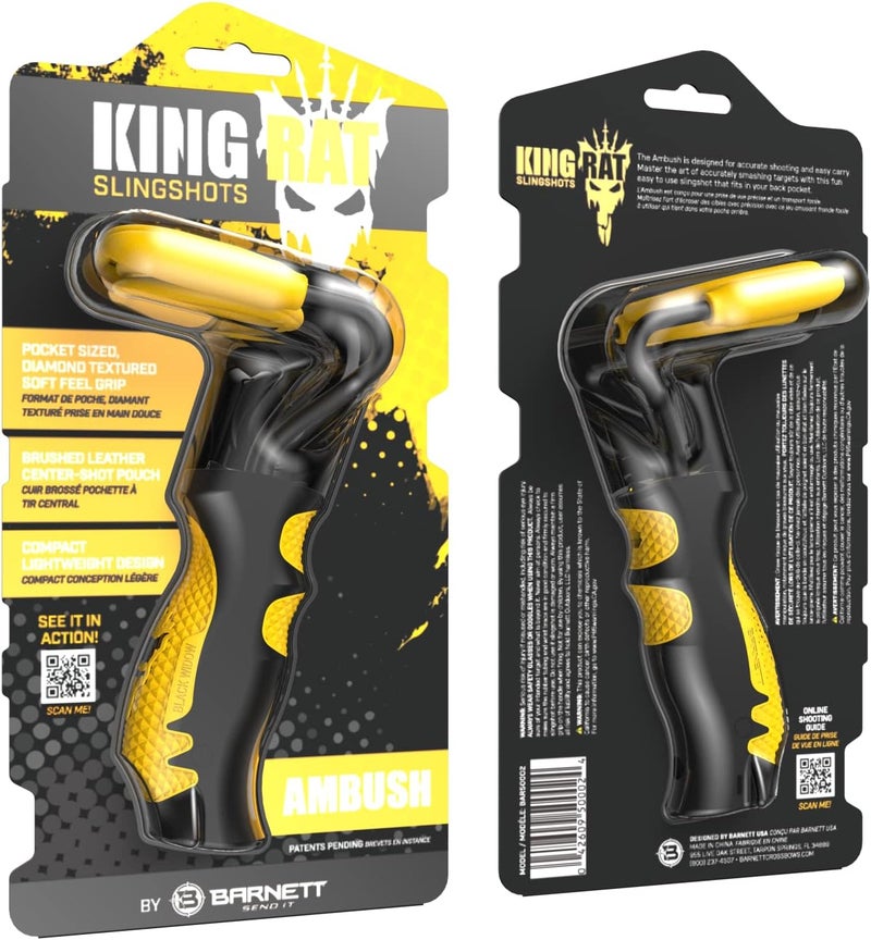 Barnett King Rat Slingshots by , Ambush Slingshot with Lightweight Compact Design, Pocket Sized Slingshot Includes Brushed Leather Pouch, & Practice Ammo - Image 5